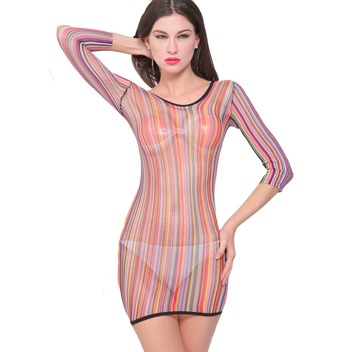 Sexy lingerie, tight-fitting, hip-hugging, mesh, transparent, colorful, and seductive.