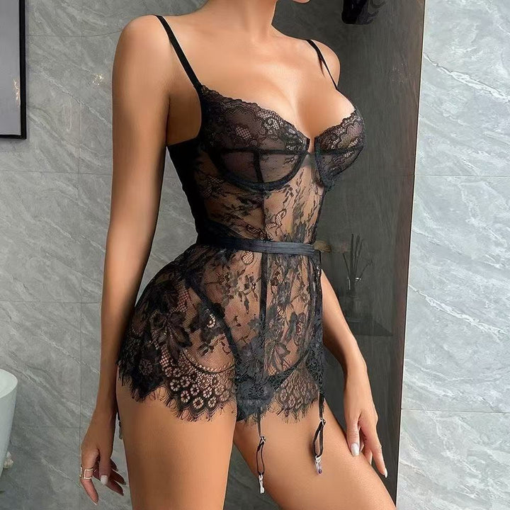 Lace Print Camisole Sheer Nightgown