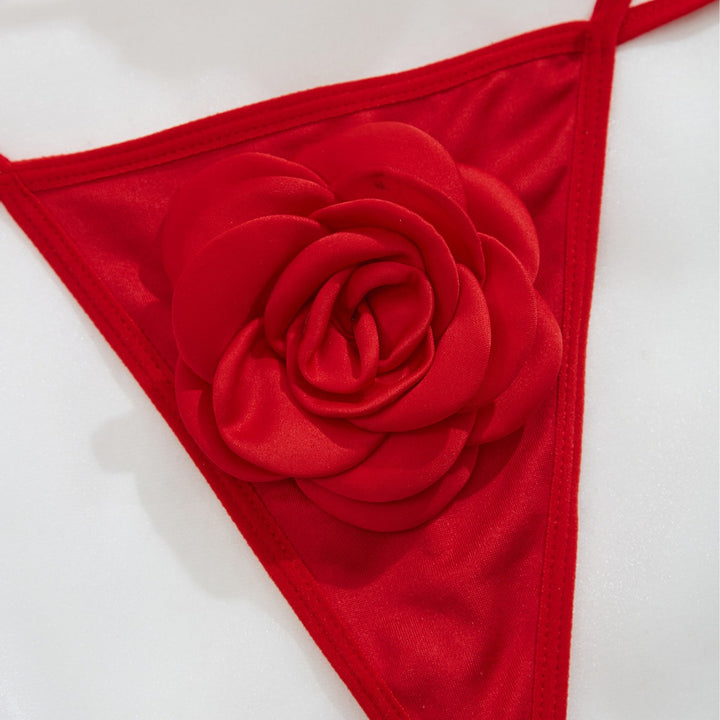 3D Flower Strappy Lingerie Set