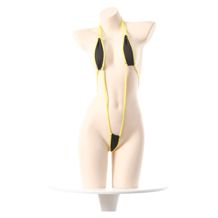 Color-block halter bodysuit with spaghetti straps