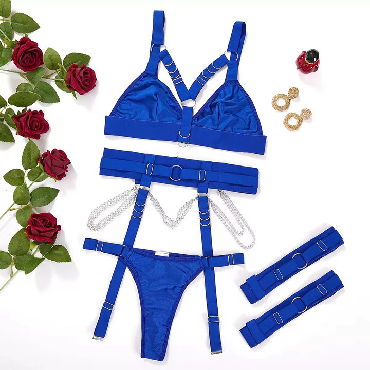 Sexy lingerie set with metal chains