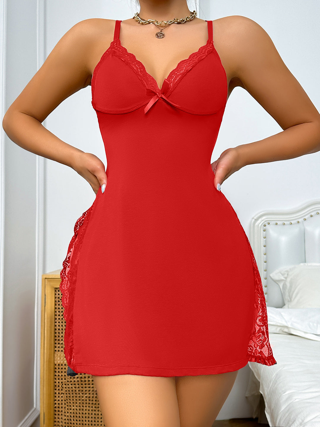 Sexy lingerie with slits and openings, seductive nightgown