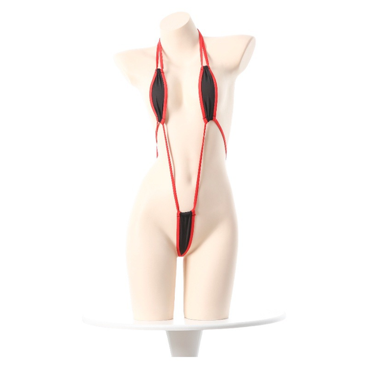 Color-block halter bodysuit with spaghetti straps